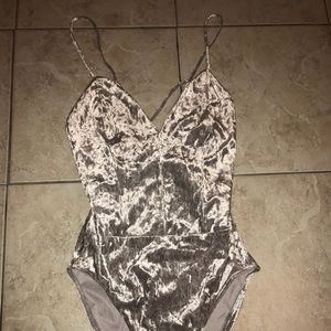 Forever 21 grey velvet bodysuit